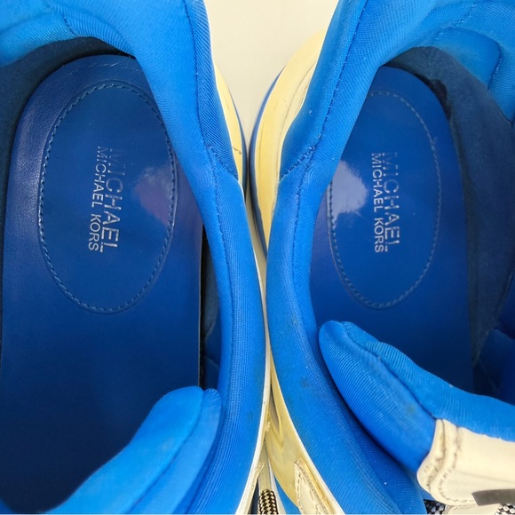 Michael Kors Olympia Trainer Sneakers Blue White Chunky Lace-Up Fashion Sneakers - Picture 13 of 16